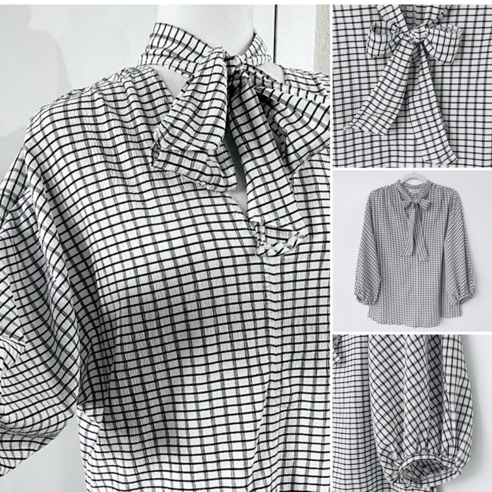 Max Studio Crepe Shirt V-Neck with Tie